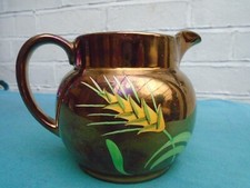 Vintage Wade Copper Lustre Milk Jug Hand Painted Wheatsheaf Pattern VGC