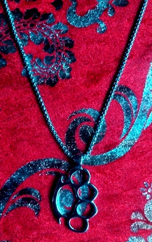 Knuckle duster silvery pendant - knuckle,