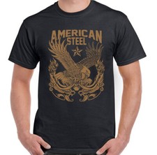 American Steel Mens Biker T-Shirt Motorbike Motorcycle Engine Eagle Bike MC