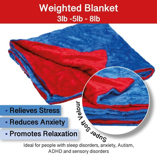 Weighted blanket blue red - blanket, blue/red
