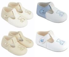 Bay Pod Baby Boy's Pram Shoe Teddy Design Gripper Sole 0-18 Month UK Made
