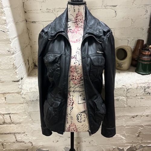 Superdry black leather brad - black,