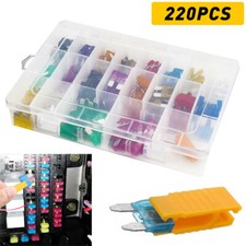 220Pcs Car Fuses Assorted Set Van Bike Mini & Standard Blade Fuse 2A-40A Box UK