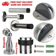 Door Stop Heavy Duty Projection Floor Skirting Rubber Stopper Chrome Satin Stops