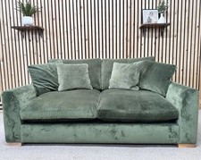 Sofology Velvet 3 Seater Sofa Green, Scatter Cushions RRP £2099