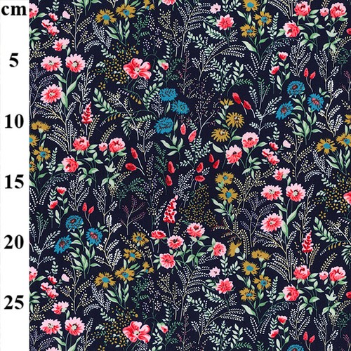 Cotton fabric navy pink - cotton,