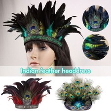 Women Indian Feather Headdress Hippie Festival Fancy Dress Headwear Hair Crown