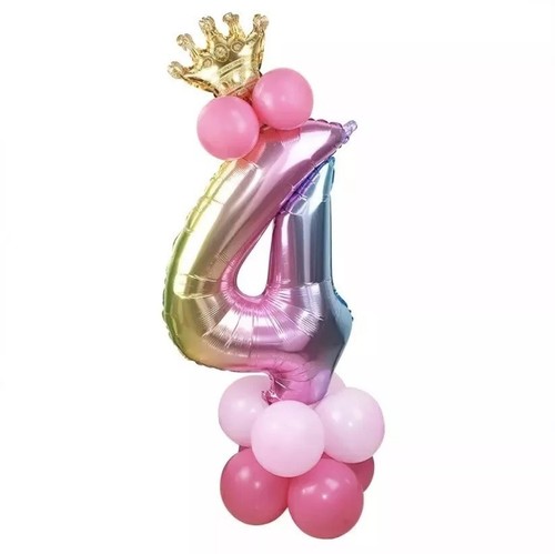 4th birthday balloon stand - balloon,