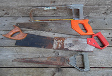 5 x Vintage Hand Wood Saws Old