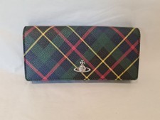 Vivienne Westwood Wallet green check Derby Hunting Tartan Purse silver Orb