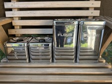 Vtg 1950s Lincoln Beautyware Chrome Canister Set of 4 Flour Sugar Coffee Tea