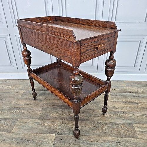 Antique oak drinks trolley - drinks,