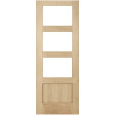 internal door oak shaker 3 light 1 panel clear glass unfinished oak glazed door