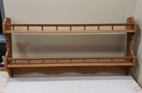 Vtg oak wall - shelf, 2