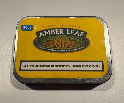 Vintage amber leaf tobacco tin - tobacco,