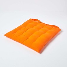 Orange Seat Pad 40x40cm Chair Cushion with Ties 100% Cotton Indoor Garden Use