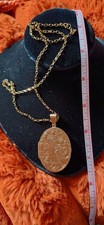 Extra Large Antique  Solid 9ct Gold Locket Engraved & 20"belcher Chain Fully H/m