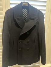 **Crombie Navy Blue Wool Pea Coat - 40” RRP £495**