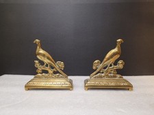 Vintage Pair Of Brass Tone Pheasant Ornament Bird Figurine