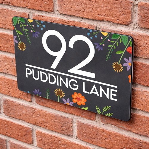 Personalise floral house sign - floral,