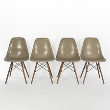 Herman Miller Eames DSW Greige Set (4)  Vintage Original Side Shell Chairs