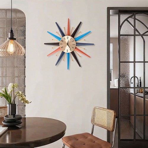 55cm large wall clock sunburst - large,