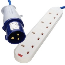 4 Gang Way 16A Motorhome/Camping Mains Electric Hook Up Extension Lead