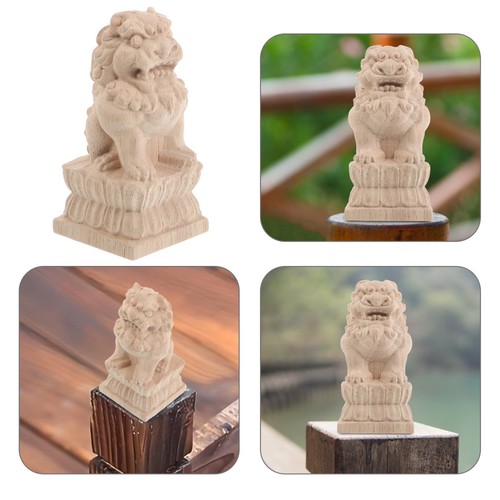 Wooden lion sculpture bridge - sculpture,
