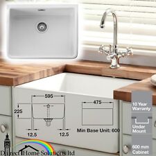 Rangemaster CBL595WH Belfast 60cm Single Bowl Ceramic Sink Incl Chrome Waste Kit