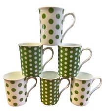 Set of 6 Polka Dot Mugs Green