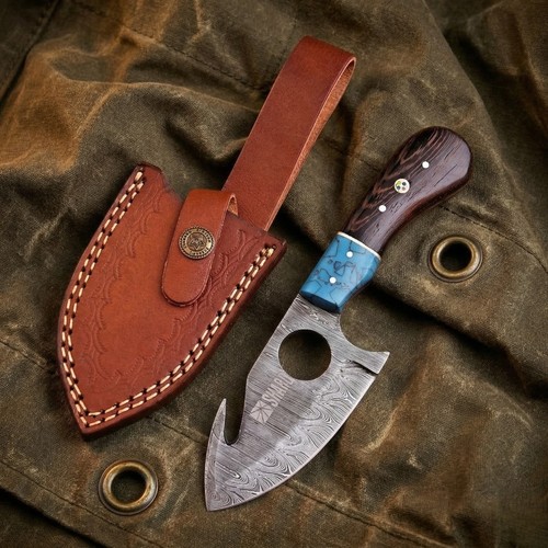 Damascus fixed blade - damascus,