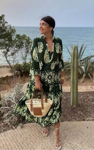 Zara green floral paisley - green,