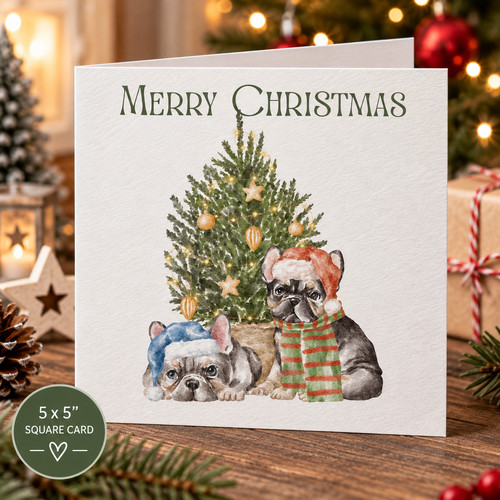 French bulldog christmas - bulldog, card
