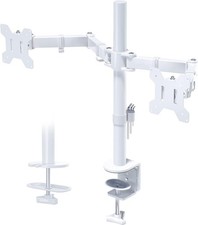 BONTEC Dual Monitor Stand MDM002WH for 13-27"  Tilt 90° Swivel 180° Rotate 360°