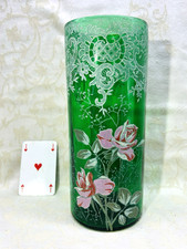 Legras Enamelled Glass Vase Fleurs Roses Art Nouveau Jugendstil 19Th B