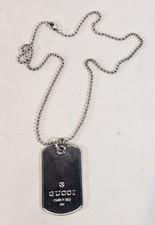 Gucci Dog Tag Silver Necklace Solid Sterling Silver