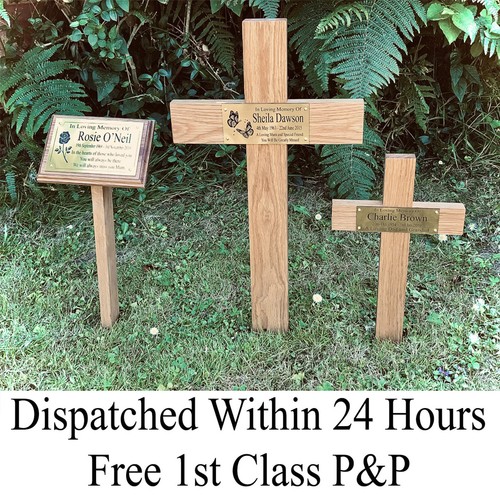 Oak wood memorial cross - memorial, wooden