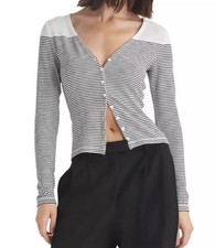Rag & Bone Striped Knit Cardigan White Black Size Small - EUC