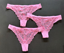 M & S PACK 3 PINK LACE THONGS