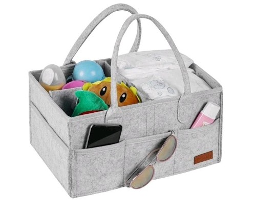 Grey nappy storage caddy - storage,