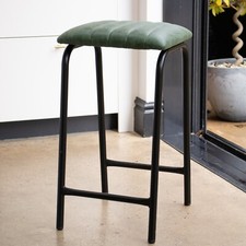 GREEN BAR STOOL FAUX LEATHER