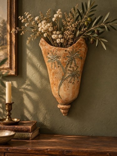 Studio pottery wall pocket - pottery,