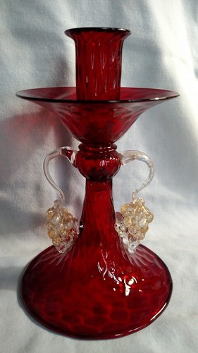 Murano ruby red candlestick - ruby,