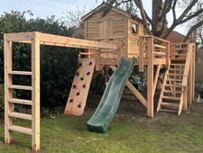 Kids Garden Playhouse Large Outdoor Playcentre Wooden TreeHouse Swing Slide Set