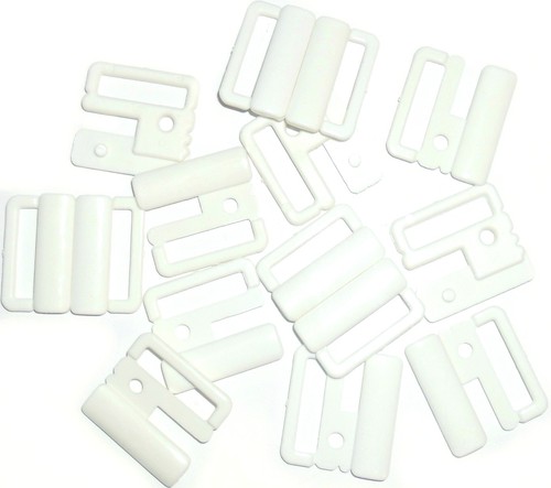White bikini clips plastic - white,