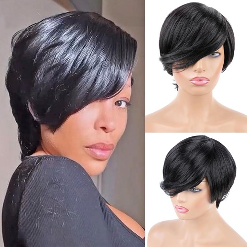 Huarisi short black bob wig - black,