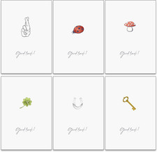 12 Good Luck Cards - 6 Designs
