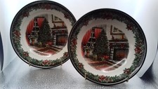 Pair of Royal Stafford Ceramic Morning/Cereal Bowls : Christmas : England : 7.5"
