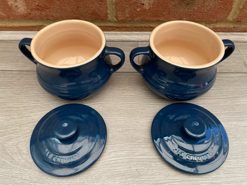 Two small blue creuset soup - blue, le