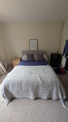 Grey upholstered double bed - grey,